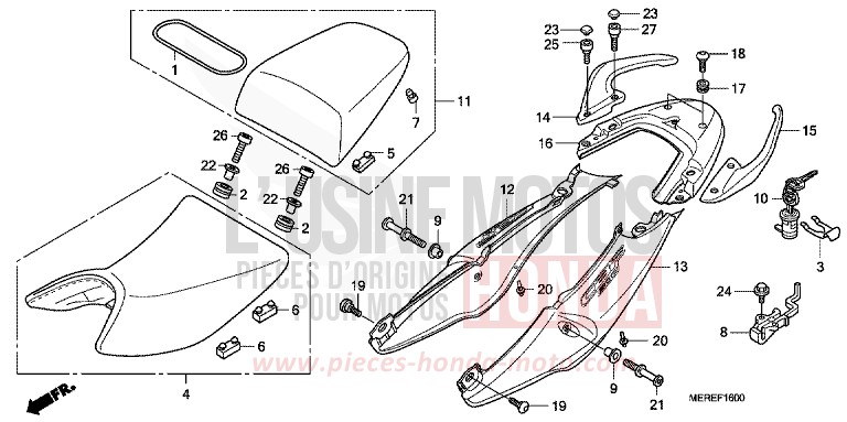SIEGE/MOULURE DE SIEGE von CBF600N ABS PEARL AMBER YELLOW (Y200) von 2009